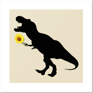 Sunflower and T rex dinosaur kind good heart Posters and Art